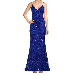 B. DARLIN VELVET SEQUIN MAXI DRESS